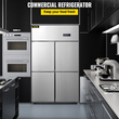 VEVOR Commercial Reach-in Ψυγείο, 4 πόρτες όρθια ψυγείο ποτών, 27,5 Cu.Ft Side by Side, Ψυγεία εμπόρων από ανοξείδωτο χάλυβα, Ψυγείο Business Food για σνακ και ποτά, Ασημί