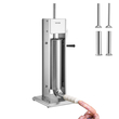 VEVOR Manual Sausage Stuffer, χωρητικότητας 11LBS/7L, Two Speed 304 Stainless Steel Vertical Sausage Stuff, Μηχανή Γέμισης Λουκάνικων με 4 Σωλήνες Γέμισης, Βάση Αναρρόφησης για Οικιακή ή Εμπορική Χρήση