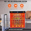 VEVOR 10 Trays Μηχανή αφυδάτωσης τροφίμων από ανοξείδωτο ατσάλι 1000W Jerky Fruit Drying