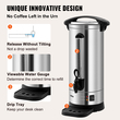 VEVOR Commercial Coffee Urn, 110 φλιτζάνια από ανοξείδωτο χάλυβα, μεγάλος διανομέας καφέ, 1500W 110V ηλεκτρική καφετιέρα για γρήγορη παρασκευή, δοχείο ζεστού νερού με αποσπώμενο καλώδιο ρεύματος για εύκολο καθάρισμα, ασημί