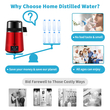 VEVOR Water Distiller, 1 L/H, 4L Destilled Water Maker με χρονισμό 0-99 H, 750W Countertop Purifier με οθόνη διπλής θερμοκρασίας, Glass Carafe Cleaning Powder 3 συσκευασίες άνθρακα Εξοπλισμένες, Εγκεκριμένο από την FDA, Κόκκινο