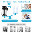 VEVOR Water Distiller, 1 L/H, 4L Distilled Water Maker με χρονισμό 0-99 H, 750W πάγκος καθαρισμού νερού με οθόνη διπλής θερμοκρασίας, σκόνη καθαρισμού γυάλινης καράφας 3 πακέτα άνθρακα εξοπλισμένα, εγκεκριμένο από την FDA, ασημί