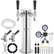 VEVOR Kegerator Tower Kit, Dual Taps Beer Conversion Kit, Ανοξείδωτος ατσάλι Keg Beer Tower Dispenser με ρυθμιστή διπλού διαμετρήματος W21.8 &amp; S-System Keg Coupler for Party Home