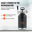 Σύστημα βρύσης VEVOR Beer Growler, Mini βαρέλι 128 oz 4L, 304 ανοξείδωτο ατσάλι υπό πίεση Growler Beer, Keg Growler με οθόνη πίεσης, βρύση ρυθμιστή CO2, στεγανός δακτύλιος για βαρελίσια, Homebrew, Craft Beer