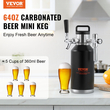 Σύστημα βρύσης VEVOR Beer Growler, Mini βαρελάκι 64Oz 1,89L, 304 Ανοξείδωτο ατσάλι υπό πίεση Beer Growler, Keg Growler με οθόνη πίεσης, βρύση ρυθμιστή CO2, στεγανός δακτύλιος για Draft Homebrew Craft Beer