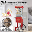 VEVOR Popcorn Popper Machine with Cart Popcorn Maker 850W 8 Oz 48 Cups Red
