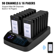 VEVOR Restaurant Pager 16 Coasters Paging System Max 98 Nursery Pager Ασύρματο σύστημα τηλεειδοποίησης σε ουρά κλήσης Οθόνη αφής με δόνηση, αναβοσβήνει και βομβητή για ξενοδοχεία και καφετέριες κοινωνικών αποστάσεων