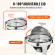 Σετ μπουφέ πιάτων VEVOR Roll Top Chafing, 6 Qt 2 Pack, Chafer από ανοξείδωτο ατσάλι με 2 τηγάνια πλήρους μεγέθους, στρογγυλός θερμαντήρας τροφοδοσίας με καπάκι, βάση καυσίμου για τουλάχιστον 5 άτομα