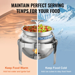 Σετ μπουφέ πιάτων VEVOR Roll Top Chafing, 6 Qt 2 Pack, Chafer από ανοξείδωτο ατσάλι με 2 τηγάνια πλήρους μεγέθους, στρογγυλός θερμαντήρας τροφοδοσίας με καπάκι, βάση καυσίμου για τουλάχιστον 5 άτομα