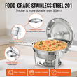 Σετ μπουφέ πιάτων VEVOR Chafing, συσκευασία 6 Qt 4, κουφέτα από ανοξείδωτο χάλυβα με τηγάνι πλήρους μεγέθους, στρογγυλός θερμαντήρας τροφοδοσίας με καπάκι δοχείου νερού Βάση θήκης καυσίμου Κουτάλι, για τουλάχιστον 6 άτομα το καθένα