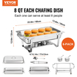 Σετ μπουφέ πιάτων VEVOR Chafing, 8 Qt 6 Pack, ανοξείδωτο τσόφλι με 6 τηγάνια πλήρους μεγέθους, Ορθογώνιος διακομιστής τροφοδοσίας ζεστός με καπάκι νερού πτυσσόμενη βάση βάσης θήκη καυσίμου Δίσκος κουταλιού, τουλάχιστον 8 ατόμων