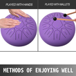VEVOR Purple Steel Drum 11 Notes Percussion Instrument 10 Inches Tongue Drum, Steel Tongue Drum, Steel Drums Instruments With Bag, Book, Mallets, Mallet Bracket, Hang Pan Drum Instrument