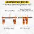 VEVOR Manual Trolley, 11000LBS/5 Ton Load Capacity Beam Trolley, 4,5-8 ιντσών Ρυθμιζόμενο πλάτος Push Beam, Track Roller Trolley Powder Coating with Dual Wheels Hoist Garage for Straight Curved I Beam