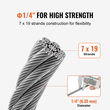 Καλώδιο VEVOR Carbon Steel 1/4&quot; 7x19 Strands Steel Wire Rode 250 ft Cable Rail