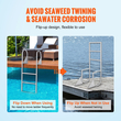 Σκάλα VEVOR Dock, Flip-Up 3 σκαλοπάτια, χωρητικότητα φόρτωσης 350 lbs, σκάλα σκάφους Pontoon από κράμα αλουμινίου με φαρδύ σκαλοπάτι 2&#039;&#039; &amp; αντιολισθητικό ελαστικό χαλάκι, εύκολη εγκατάσταση για επιβίβαση σε πλοίο/λίμνη/πισίνα/θαλάσσιο