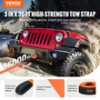VEVOR Heavy Duty Tow Strap Recovery Kit 3&quot; x 30 ft (MBS-36.000 lbs) Ιμάντας για βαρούλκο Tree Saver, Τριπλός ενισχυμένος βρόχος &amp; προστατευτικά μανίκια &amp; τσάντα αποθήκευσης, δεσμίδες D-Ring 3/4&quot;, για Truck Jeep SUV ATV