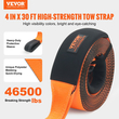 Ιμάντας ρυμούλκησης VEVOR Recovery 4&quot; x 30&#039;, 46.500 λίβρες αντοχή σε θραύση, τριπλοί ενισχυμένοι ιμάντες βρόχου, εξοικονόμηση δέντρων, ρυμούλκηση και ανάκτηση εκτός δρόμου, αντίσταση στις καιρικές συνθήκες, προστατευτικά μανίκια και τσάντα αποθήκευσης