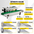 VEVOR FR-900 Auto Horizontal Continuous Plastic Band Sealing Machine Sealer 0-12M/min Ρυθμιζόμενη ταχύτητα σφράγισης Εμπορικές σφραγίδες