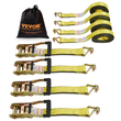 Ιμάντες δεσίματος καστάνιας VEVOR (4PK), αντοχής σπασίματος 10000 lb, διπλός γάντζος J Περιλαμβάνει 4 κορδόνια Premium 2&quot; x 27&#039; με επενδυμένες λαβές, για μετακίνηση ασφάλισης φορτίου, συσκευών, εξοπλισμού γκαζόν