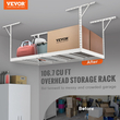 Βάση αποθήκευσης VEVOR Overhead Garage, Ράφια αποθήκευσης οροφής γκαράζ 48x96 ιντσών, Ρυθμιζόμενα βαρέως τύπου χαλύβδινα ράφια ψυχρής έλασης για αποθήκευση γκαράζ, οργάνωση, χωρητικότητα φόρτωσης 600 lbs, 22&#039;&#039;-40&quot;, Λευκό