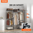 Βάση ρούχων VEVOR Heavy Duty, ράφι ρούχων κυλιόμενο με 4 ράβδους κρεμάσματος &amp; 8 επίπεδα αποθήκευσης, προσαρμοσμένη προσαρμοσμένη βάση ντουλάπας, ανεξάρτητη ντουλάπα για κρεμαστά ρούχα, χωρητικότητα 800 λίβρες