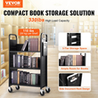 Καλάθι βιβλίων VEVOR, 330 lbs Library Cart, 31,1&quot; x 15,2&quot; x 49,2&quot; Rolling Book Cart, Επίπεδα ράφια σε σχήμα L μονής όψης με ρόδες που κλειδώνουν 4 ιντσών για ράφια σπιτιού γραφείου και σχολείου, φορτηγό βιβλίων σε μαύρο χρώμα