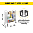 VEVOR Book Cart, 200lbs Library Cart, Rolling Book Cart 35x19x49 Inch Ράφια με κλίση διπλής όψης σχήματος W με ρόδες 4 ιντσών που κλειδώνουν, για ράφια σπιτιού γραφείου και φορτηγό σχολικών βιβλίων σε λευκό χρώμα