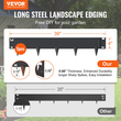 VEVOR Steel Landscape Borders, 5-pack Steel Garden Borders, 39&quot; L x 4&quot; H strips, Hammer-in Border, Bendable Metal Landscape Horse for Yard, Garden, Lawn, Spike Ύψος 3,15&quot;, Μαύρο