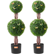 VEVOR 2 Pack 3&#039; Artificial Boxwood Topiary Tree Faux Plant UV Decor In/Outdoor