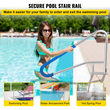 VEVOR Κιγκλίδωμα πισίνας 54x36&quot; Κιγκλίδωμα πισίνας 304 από ανοξείδωτο ατσάλι 250LBS Χωρητικότητα φορτίου Ασημί ανθεκτικό στη σκουριά κουπαστή πισίνας Εξανθρωπισμένος κουπαστής πισίνας με μπλε κάλυμμα λαβής &amp; τρυπάνι M8 &amp; βίδες με αυτοκόλλητη ταινία