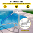 Κιγκλίδωμα πισίνας VEVOR 55x32&quot; Κάγκελα πισίνας 304 από ανοξείδωτο ατσάλι 250LBS Χωρητικότητα φόρτωσης Ασημί ανθεκτικό στη σκουριά κουπαστή πισίνας Εξανθρωπισμένος κουπαστής πισίνας με μπλε κάλυμμα λαβής &amp; τρυπάνι M8 &amp; βίδες αυτοκόλλησης