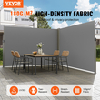 Πτυσσόμενη πλαϊνή τέντα VEVOR, 79&#039;&#039;x 236&#039;&#039; Εξωτερική οθόνη απορρήτου, 180g Πολυεστερική αδιάβροχη ανασυρόμενη σήτα βεράντας, UV 30+ Διαιρέτης Δωματίων Ανεμοθάλαμος για Αίθριο, Πίσω αυλή, Μπαλκόνι, Γκρι