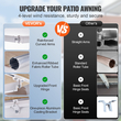VEVOR Εγχειρίδιο αναδιπλούμενη τέντα, 10 x 8 ft Outdoor Patio Awning Retractable Sun Shade, Αδιάβροχο Πολυεστερικό παράθυρο Πόρτας Patio Τέντα Στέγαστρα με μανιβέλα για πίσω αυλή, μπαλκόνι
