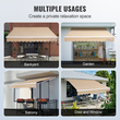 VEVOR Εγχειρίδιο αναδιπλούμενη τέντα, 13 x 8 ft Outdoor Patio Awning Retractable Sun Shade, Αδιάβροχο Πολυεστερικό Αίθριο Παράθυρο Πόρτας Τέντα Σκίαστρο με μανιβέλα για πίσω αυλή, μπαλκόνι