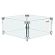 VEVOR Gas Fire Pit Wind Guard for Square Fire Table, 380 x 380 x 180 mm Clear Tempered Wind Guard for Firepits, 8mm πάχους τετράγωνη γυάλινη ασπίδα, γυάλινο πάνελ με σκληρό γωνιακό βραχίονα και πόδια