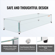 VEVOR Glass Wind Guard για ορθογώνιο τραπέζι πυρκαγιάς 748 x 340 x 165 mm, πάχους 8 mm και ανθεκτικό σκληρυμένο γυαλί με γωνιακό βραχίονα αλουμινίου και λαστιχένια πόδια, εύκολο στη συναρμολόγηση