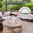 VEVOR Fire Pit Spark Screen Round 27&quot;, Ενισχυμένο μεταλλικό κάλυμμα βαρέως τύπου από χάλυβα, καπάκι εξωτερικού χώρου πυροσβεστήρων, επάνω καλύμματα οθόνης που ανοίγουν εύκολα στρογγυλά με λαβή δακτυλίου για υπαίθρια αυλή πυροσβεστήρων στην πίσω αυλή