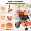 VEVOR Beach Wonder Wheeler, 12&quot; τροχοί παντός εδάφους με μπαλόνι, 350 lbs Cart Beach for Sand, Beach Buggy με θήκη για σαγιονάρες, τσάντα αποθήκευσης, 2 θήκες για καρέκλες παραλίας, πορτοκαλί