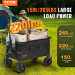 Πτυσσόμενο βαγόνι VEVOR, 150 L Beach Wagon Cart με τροχούς παντός εδάφους, Heavy Duty Folding Wagon Cart Max 265 lbs with Drinkholders, Sports Wagon για Κάμπινγκ, Ψώνια, Κήπος