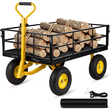 VEVOR Steel Garden Cart, Heavy Duty 1200 lbs, με αφαιρούμενες πλευρές πλέγματος για μετατροπή σε επίπεδη επιφάνεια, μεταλλικό βαγόνι με λαβή 2 σε 1 και 13 σε ελαστικά, ιδανικό για κήπο, αγρόκτημα, αυλή