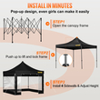 VEVOR 10 x 10 FT Pop Up Σκηνή με κουβούκλιο, Τέντα κιόσκι εξωτερικού χώρου με αποσπώμενα πλευρικά τοιχώματα και τσάντα με τροχούς, αδιάβροχο στιγμιαίο καταφύγιο κιόσκι για πάρτι, κήπο, αυλή, μαύρο