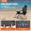 Πτυσσόμενη καρέκλα VEVOR Camping για ενήλικες, φορητές πολυθρόνες βαρέως τύπου εξωτερικής τετραπλής οσφυϊκής επένδυσης με πλαϊνές τσέπες, ποτηροθήκη και τσάντα ψυγείου για παραλία, γκαζόν, πικνίκ, ψάρεμα, σακίδιο πλάτης, μαύρο