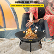 Μπολ VEVOR Fire Pit, 22 ιντσών βαθύ στρογγυλό μπολ από ανθρακούχο χάλυβα, καύση ξύλου για εξωτερικά αίθρια, αυλές και χρήσεις κάμπινγκ, με τρύπα αποστράγγισης και ραβδί καυσόξυλου, μαύρο