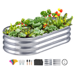 Κρεβάτι VEVOR Raised Garden, 48,2 x 24,6 x 11 ιντσών Γαλβανισμένο μεταλλικό κουτί φυτευτήρων, κουτιά φυτεύματος εξωτερικού χώρου με ανοιχτή βάση, για καλλιέργεια λουλουδιών/λαχανικών/βοτάνων στην πίσω αυλή/κήπο/αίθριο/μπαλκόνι, ασήμι