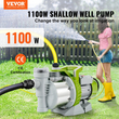 Αντλία ρηχών πηγαδιών VEVOR, 1100W 230V, 4560 L/h 45 m Κεφαλή, Μέγιστο 4,5 bar, φορητές αντλίες εκτοξευτήρα από ανοξείδωτο χάλυβα Booster Jet με προφίλτρο για σύστημα άρδευσης γκαζόν κήπου, Σιντριβάνι λίμνης, Μεταφορά νερού