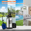 VEVOR Υποβρύχια Αντλία Νερού, 550W 9500L/H, w/ 10 m καλώδιο και αυτόματο συνδεδεμένο πλωτηροδιακόπτη, φορητός ανοξείδωτος χάλυβας για καθαρό, άδειο πλημμυρισμένο χώρο, πισίνες, υδρομασάζ, για άρδευση