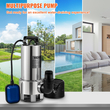 Υποβρύχια αντλία νερού VEVOR, 1300W 20000L/H, με καλώδιο 10 m και αυτόματο συνδεδεμένο διακόπτη πλωτήρα, ανοξείδωτο ατσάλι και χυτοσίδηρο για βρώμικα ή καθαρά, άδειες λίμνες κήπου, πισίνες, υδρομασάζ
