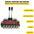 VEVOR Hydraulic Directional Control Valve, 6 Spool Hydraulic Spool Valve, 11 GPM Hydraulic Loader Valve, 4500 PSI Directional Control Valve, Hydraulic Valves and Controls for Tractors Loaders Tanks