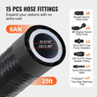 VEVOR 6AN Fuel Line Kit, 25 FT Fuel Hose Kit, 5/16&quot; Nylon Inox Inox Kit Line Fuel Line PTFE, E85/Oil/Gas/Diesel Hose End Kit, with 15 PCS Swivel Fitting Adapter Kit, Μαύρο