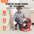 VEVOR Drain Cleaner Machine Drain Auger 75FT x 3/8 Inch Manual Feed &amp; 4 Cutters